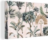 Canvas Schilderij Bladeren - Monstera - Jungle - Tropical - 120x80 cm - Wanddecoratie