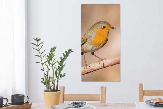 Tableau Toile Vogel - Branche - Rouge-gorge - 40x80 cm - Décoration murale