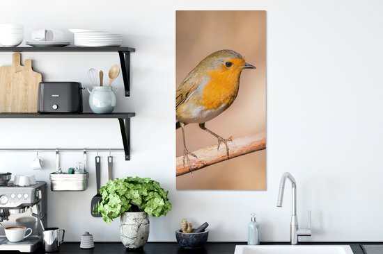 Tableau Toile Vogel - Branche - Rouge-gorge - 40x80 cm - Décoration murale