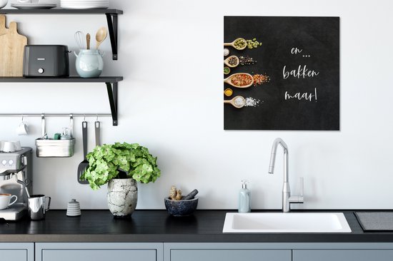 Tableau sur toile Et... c'est parti ! - Cuisine - Proverbes - Citations - Herbes - 50x50 cm - Décoration murale