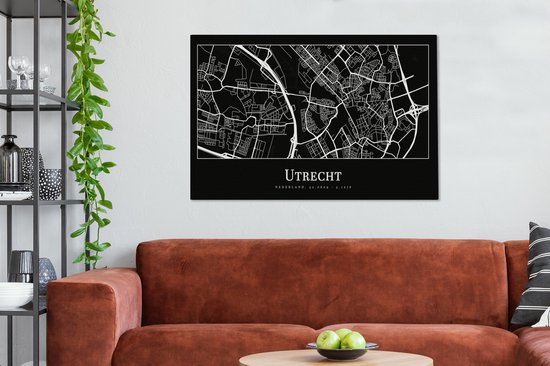 Peinture sur Toile Carte - Plan de la Ville - Utrecht - Carte - 140x90 cm - Décoration murale