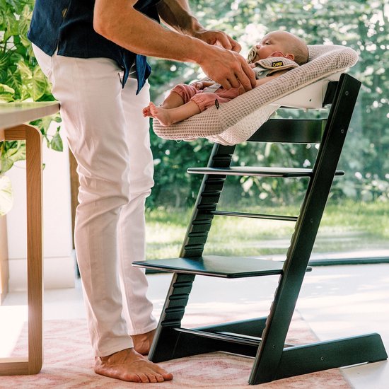 Newborn Hoes Tripp Trapp geschikt voor Stokke Tripp Trapp Newborn Set - Perfecte Pasvorm - Beschermt je Stoel - Waterafstotende Voering - Makkelijk Wasbaar - Zacht Katoen - Met Gordelbeschermer - Donkergroen Wafelstof van Merkloos — afbeelding 4