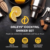 Cocktail Shaker Set van Daleys Bars - 20 delige cocktailset - Robuuste horecakwaliteit - 550 ML - Inclusief Nederlandstalig Receptenboek - Luxe cadeauverpakking man/vrouw -  Professionele cocktailshaker - RVS (304 stainless steel)- GRATIS RVS RIETJES
