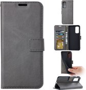 Bookcase Geschikt voor: Oppo A77 5G & Oppo A57 / A57s 5G Grijs - portemonnee hoesje - ZT Accessoires