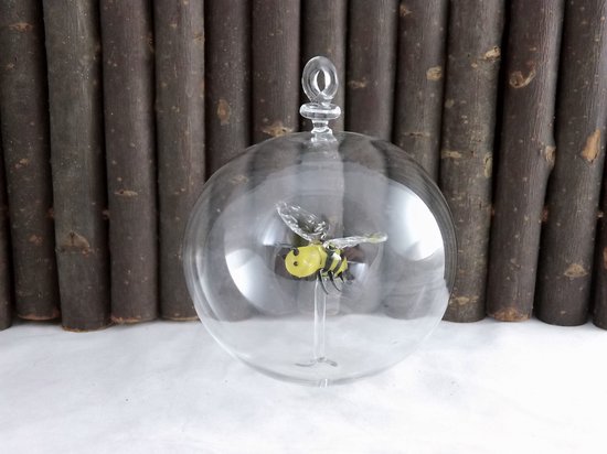 Glasdecoratie – hanger – 10 cm rond – glasbol – mondgeblazen – glazen bij