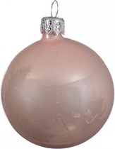 1x Grote glazen kerstballen blush roze 15 cm - Grote roze kerstballen - Roze kerstversiering/kerstdecoratie