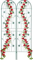 Relaxdays plantenklimrek - set van 2 - plantensteun - trellis - 200x50 cm - ijzer - groen