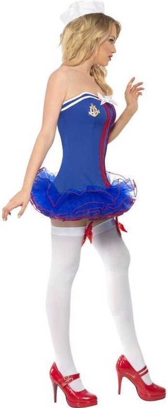 Blauw/witte matroos kousen verkleed accessoire voor dames voor kerst