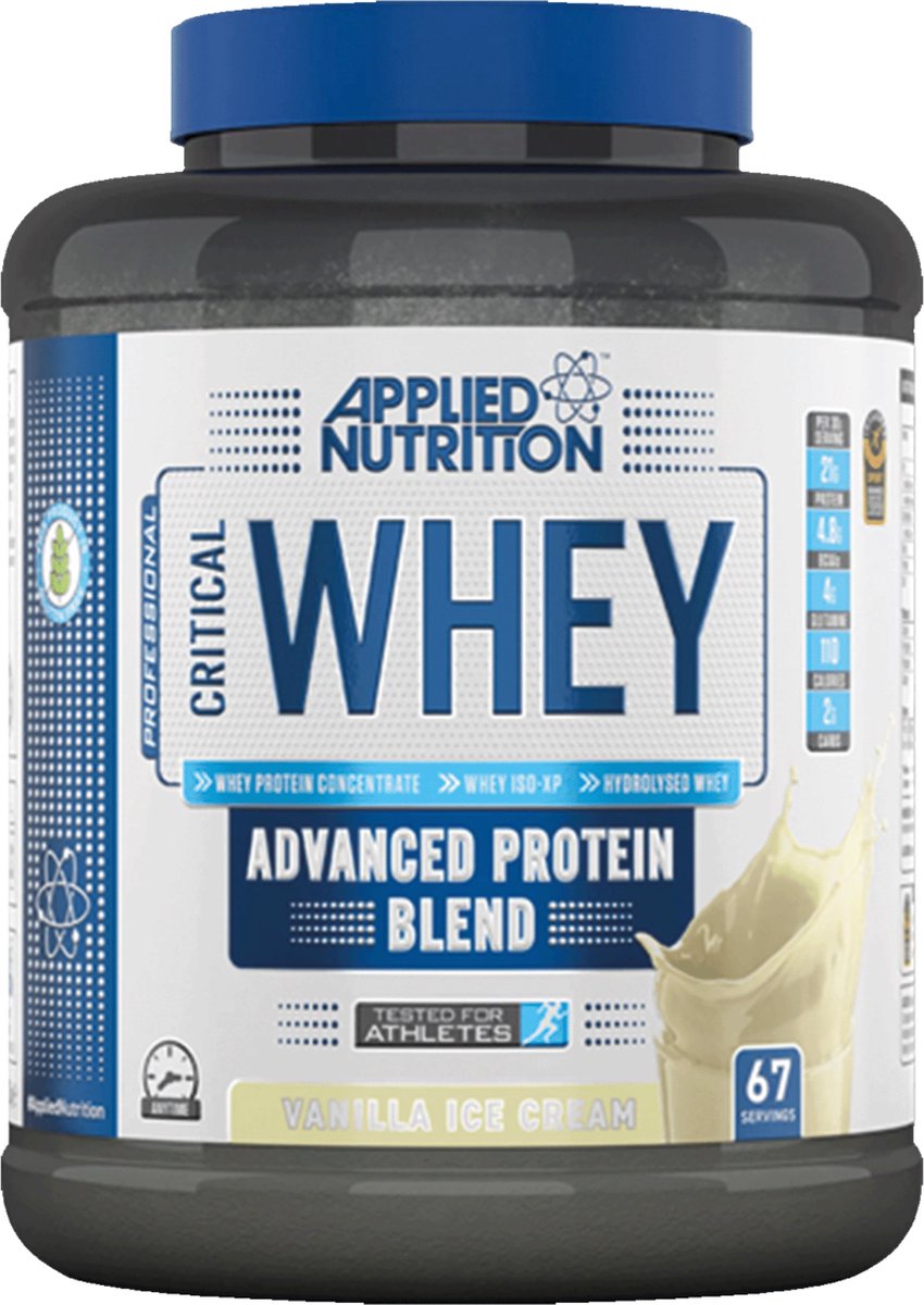 Goedkoopste Applied nutrition - Critical Whey - Eiwitten / Proteine Shake - 2000 Gr - 66 Doseringnen - Vanilla Ice Cream Smaak