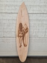 DECLINA, Planche de Surf Décorative, Décoration murale, impression sur aluminium, Planche de surf déco Aloha Hawaï design Stimell Illustration, 100x30 cm