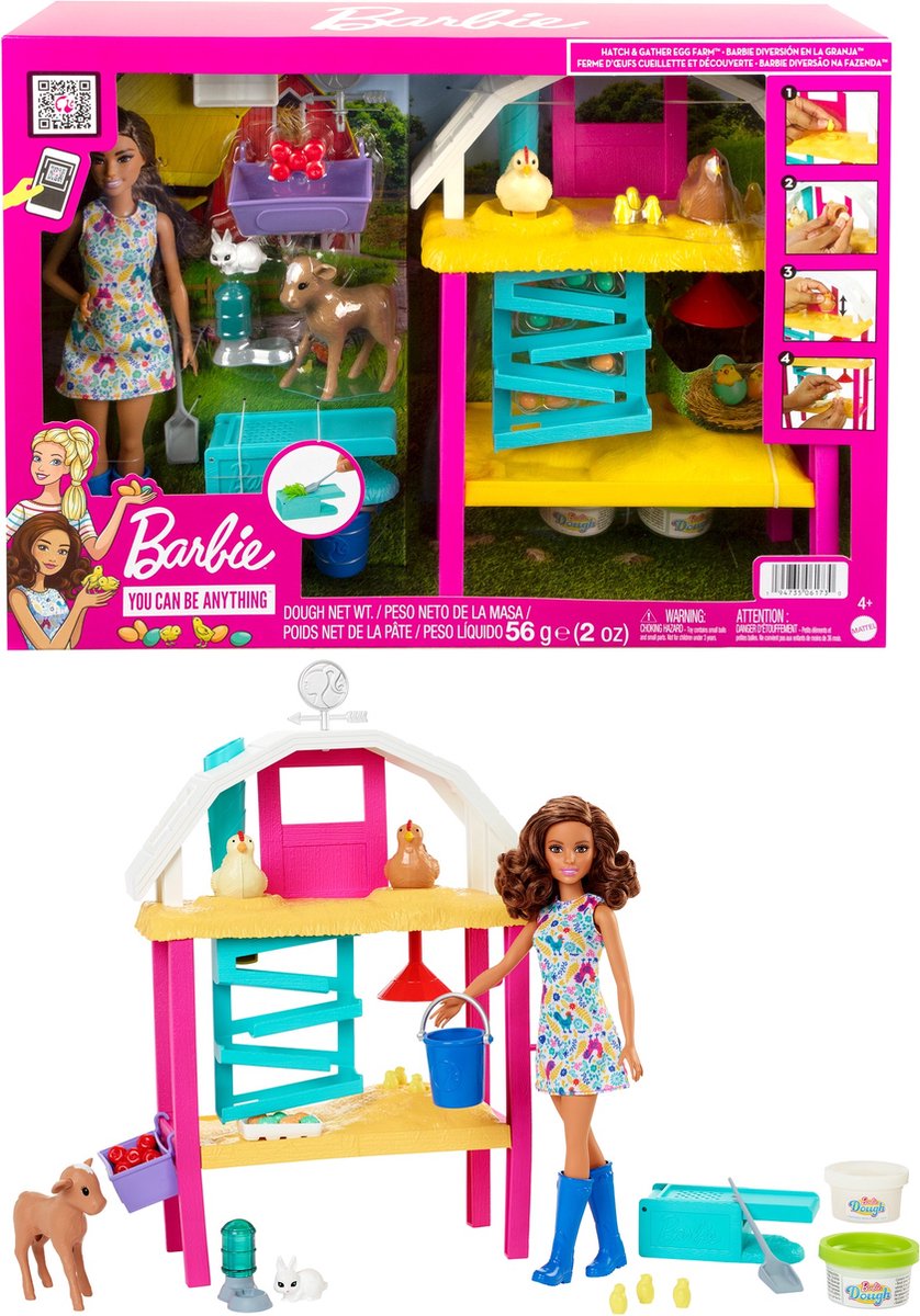 Barbie Broed en Verzamel Kippenboerderij - Speelfigurenset