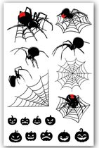 Temporary Halloween Tattoo #9 spiders spinnenweb [Make-up schmink Nep Fake tattoo - nep wond tattoos gezicht stickers spin bloed masker - Kostuum decoratie heren dames meisje jongen kind - Water overdraagbare festival sticker henna]