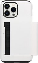 ADEL Kunststof Back Cover Hardcase Hoesje Geschikt voor iPhone 14 Pro Max - Pasjeshouder Wit