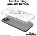 Transparant telefoonhoesje met gouden marmerprint, beschermt aan alle kanten.