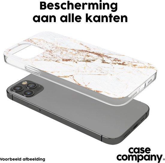 Transparant telefoonhoesje met gouden marmerprint, beschermt aan alle kanten.