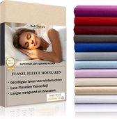 Bed Couture  Flanel Fleece Hoeslaken - 100% Katoen Extra zacht en Warm -  Eenpersoons - 90x200+30  Cm - Vanille