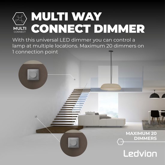 Ledvion 2 LED Dimmers Wisselschakeling >2 dimmers. 1 lichtpunt 5
