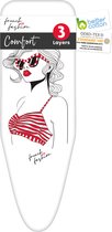 Housse de planche à repasser French Fashion Lady en rouge - Taille S/ M - Convient aux planches à repasser de max 125 x 42 cm - Housse de repassage avec couche épaisse en molleton et fermeture par cordon