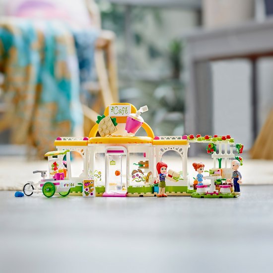 LEGO Friends café met smoothiekar, Mia, Marcel en Ava.