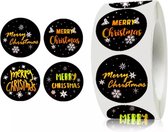 Kerststickers op rol - Metallic Gold - 500 stuks !! - Stickers Kerstmis - Sluitstickers Kerst - Merry Christmas - Christmas Stickers