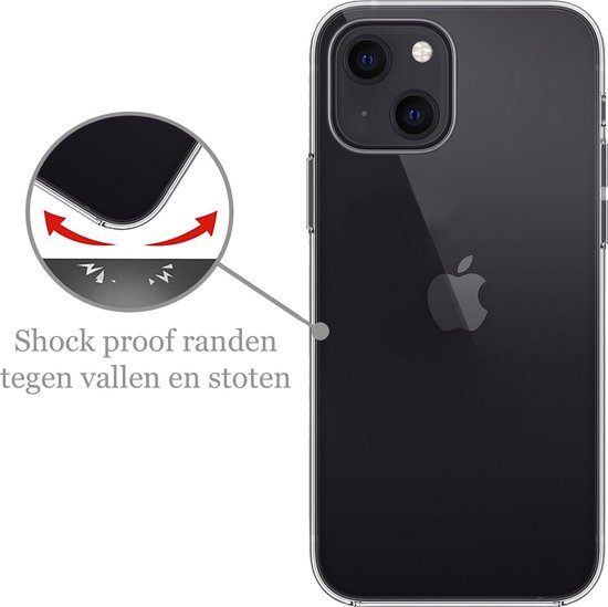 Coque pour iPhone 14 Coque en Siliconen et 2x Glas de protection d'écran avec encoche fermée - Coque pour iPhone 14 Coque en Siliconen avec 2x verre de protection - Transparent