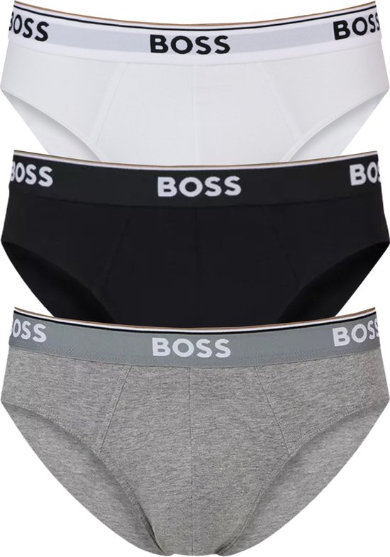 HUGO BOSS Power briefs (3-pack) - heren slips - zwart - grijs - wit - Maat: L