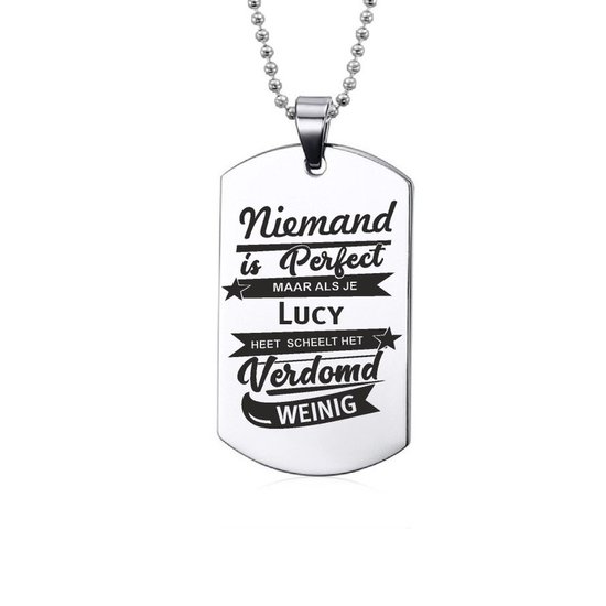 Niemand Is Perfect - Lucy - RVS Ketting