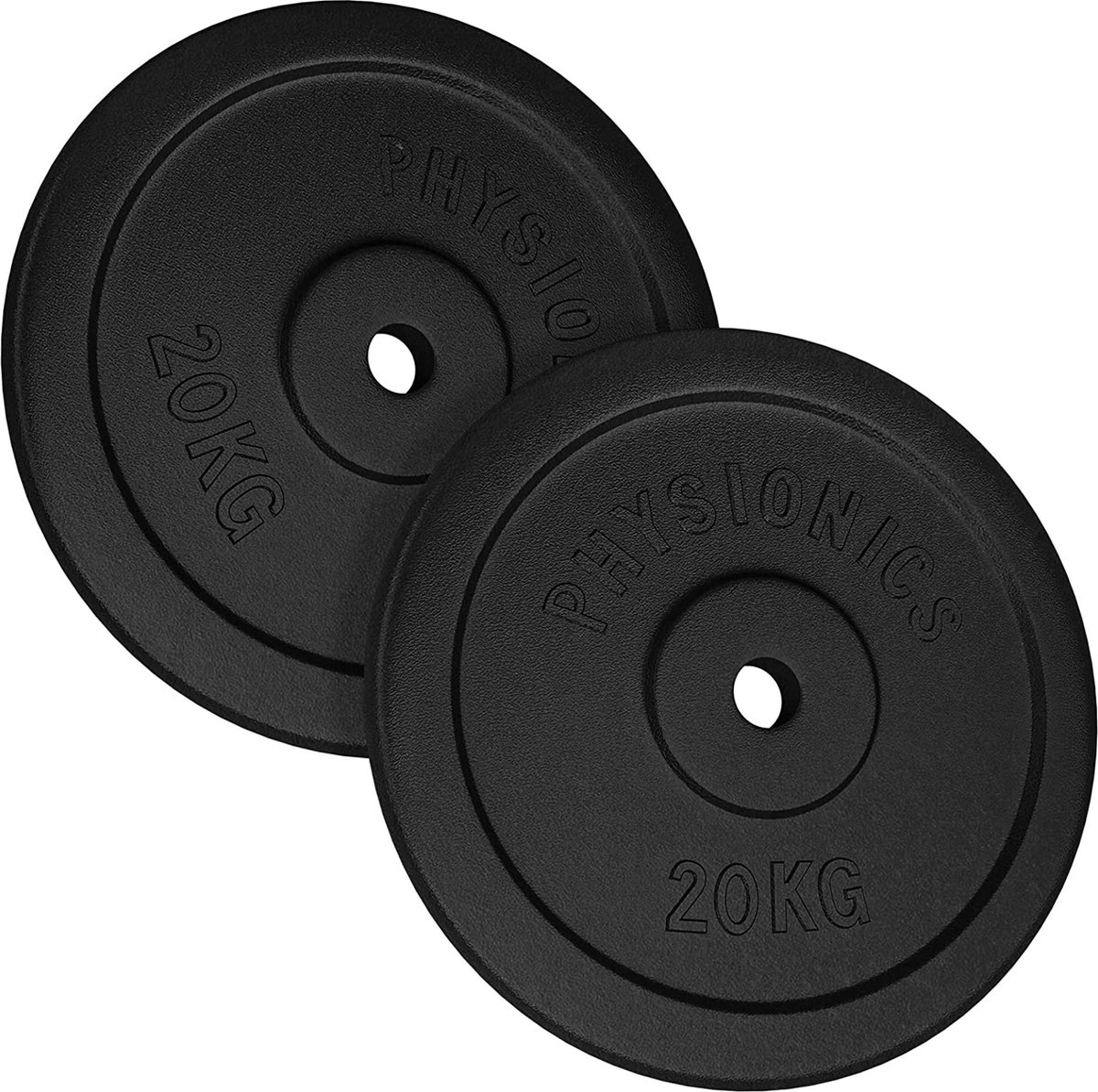 Gietijzeren halterschijven 20 kg - Halterschijf - Gewichten set - Gewichten fitness - 40 kg (2 x 20 kg) - Gietijzer - Zwart