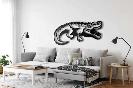 Décoration murale | Crocodile / Crocodile| Métal - Art mural | Décoration murale | Salle de séjour | Decor extérieur |Noir| 19x45cm