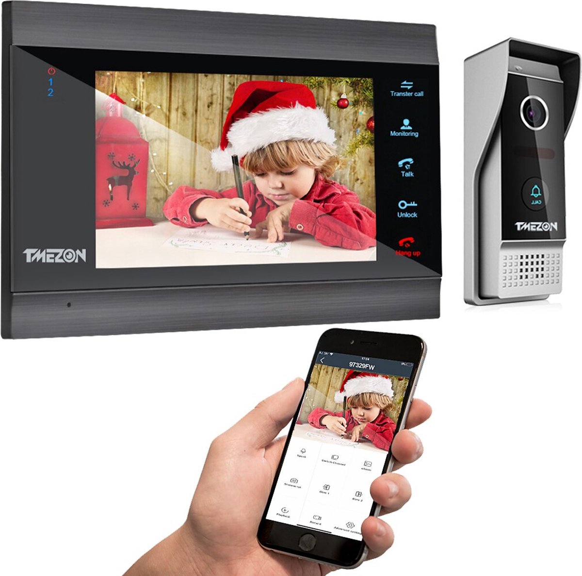 Dakta® Deurbel met camera | Intercom | Draadloos | LCD scherm | Video deurbel | 7” scherm | Elektrische deurbel