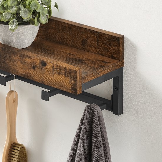 Kapstok met plank - Houten wandrek 100 cm