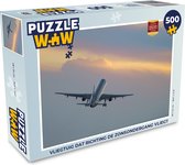 Puzzel Vliegtuig dat richting de zonsondergang vliegt - Legpuzzel - Puzzel 500 stukjes