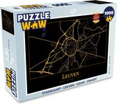 Puzzel Stadskaart - Leuven - Goud - Zwart - Legpuzzel - Puzzel 1000 stukjes volwassenen - Plattegrond