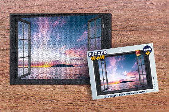 Puzzel Silhouet van een olifant bij zonsondergang - Legpuzzel - Puzzel