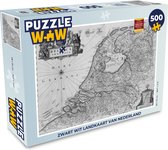 Puzzel Zwart wit landkaart van Nederland - Legpuzzel - Puzzel 500 stukjes