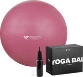 Rockerz Yoga bal inclusief pomp - Fitness bal - Zwangerschapsbal - 75 cm - 1250g - Stevig & duurzaam - Hoogste kwaliteit - Mauve