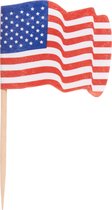 Cocktailprikker met vlaggetje - Amerika - Wapperend - Hout - 65mm