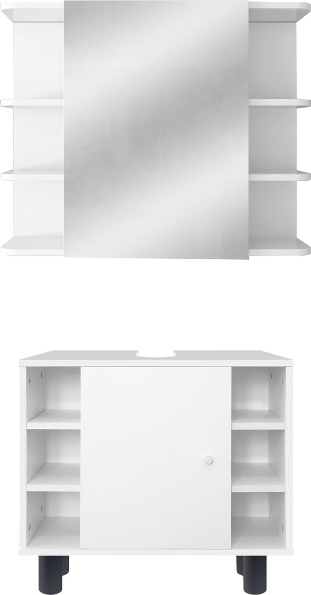 Badkamermeubelset 2-delig moderne stijl wit hout ML-Design