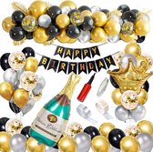 Ballonnenboog Huwelijk Verjaardag - Ballonboom Pilaar - Ballonnen Boog Bruiloft decoratie - Kant en Klare Set Inclusief Pomp - Papier - Gold Champagne