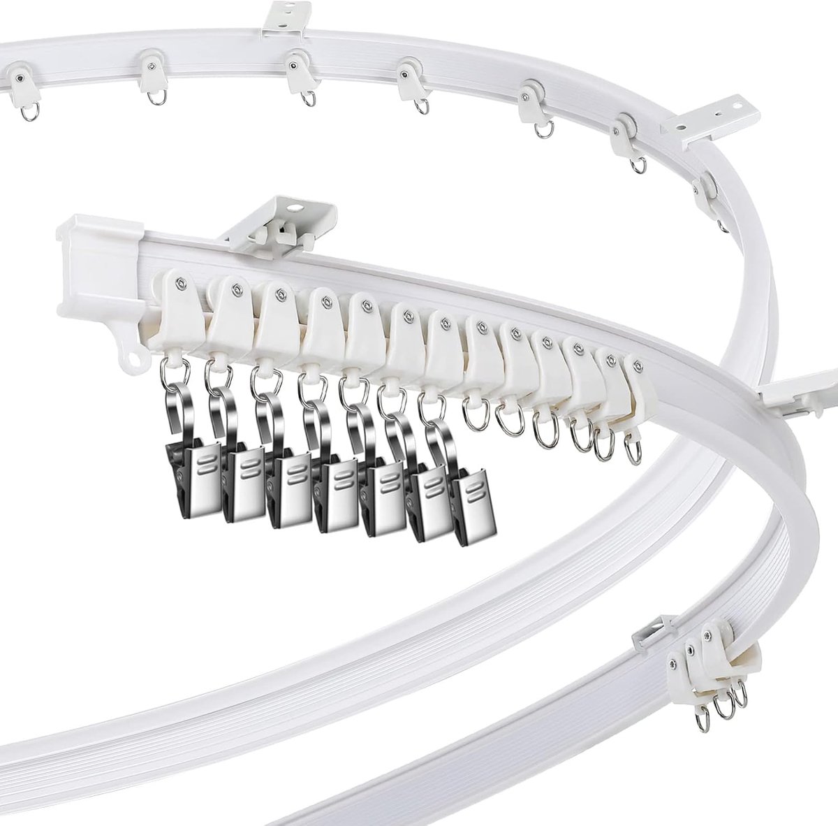 plafond gordijnrail, buigzame houder voor gordijnrail, stapelbed, erker, ruimteverdeler, flexibel, recht (wit, 2 m)