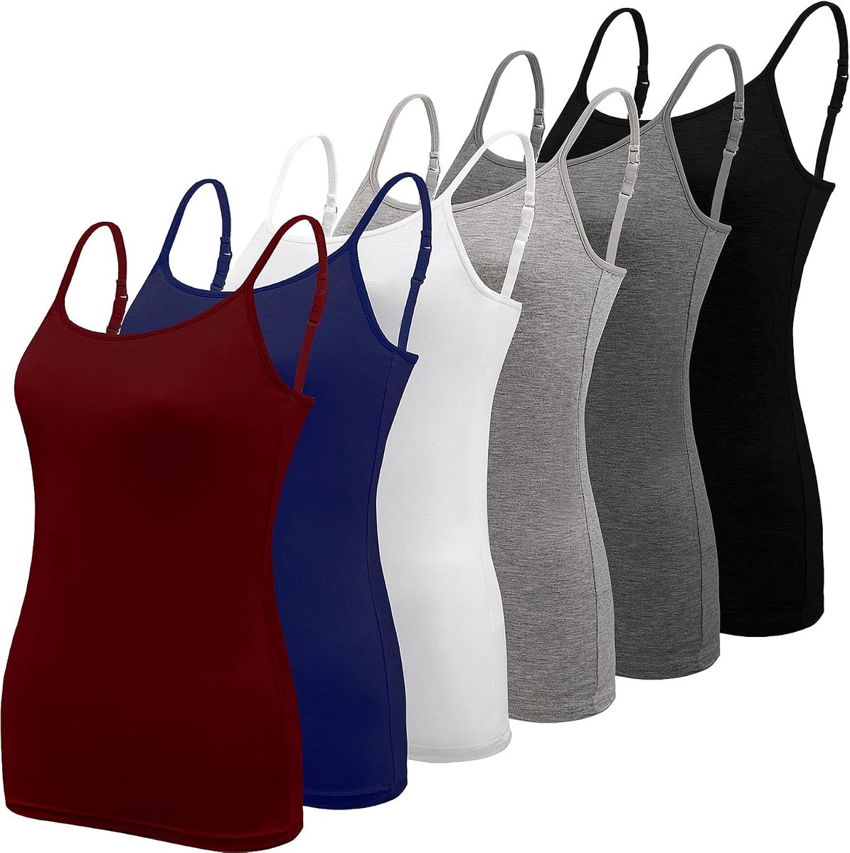 6 stuks onderhemd dames spaghetti top onderhemd spaghettibandjes met verstelbare riem basic caami tanktop voor vrouwen en meisjes