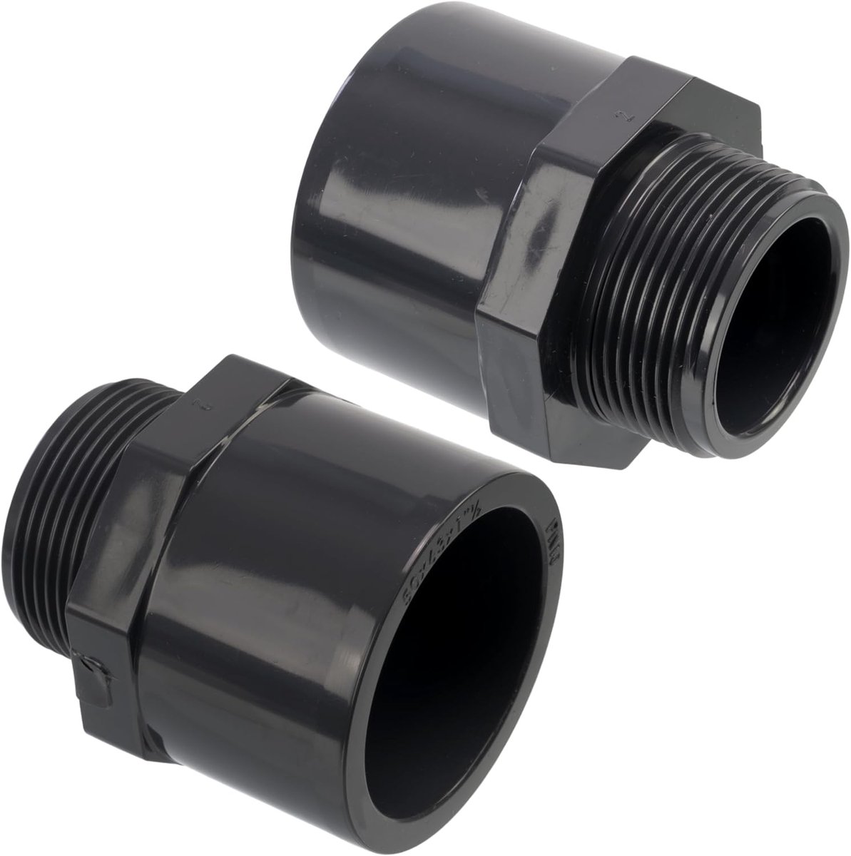 - C75692 - Set met 2 persfittingen dubbele reductie - buitendraad 1 1/2 inch - kunststof - PN 10 - buisverbinder