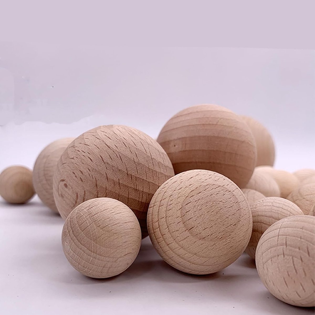 Houten kralen van beukenhout, 30 mm, 20 stuks, houten kralen, zonder gat, knutselkralen om te knutselen en te beschilderen, 3,0 cm, 20 stuks