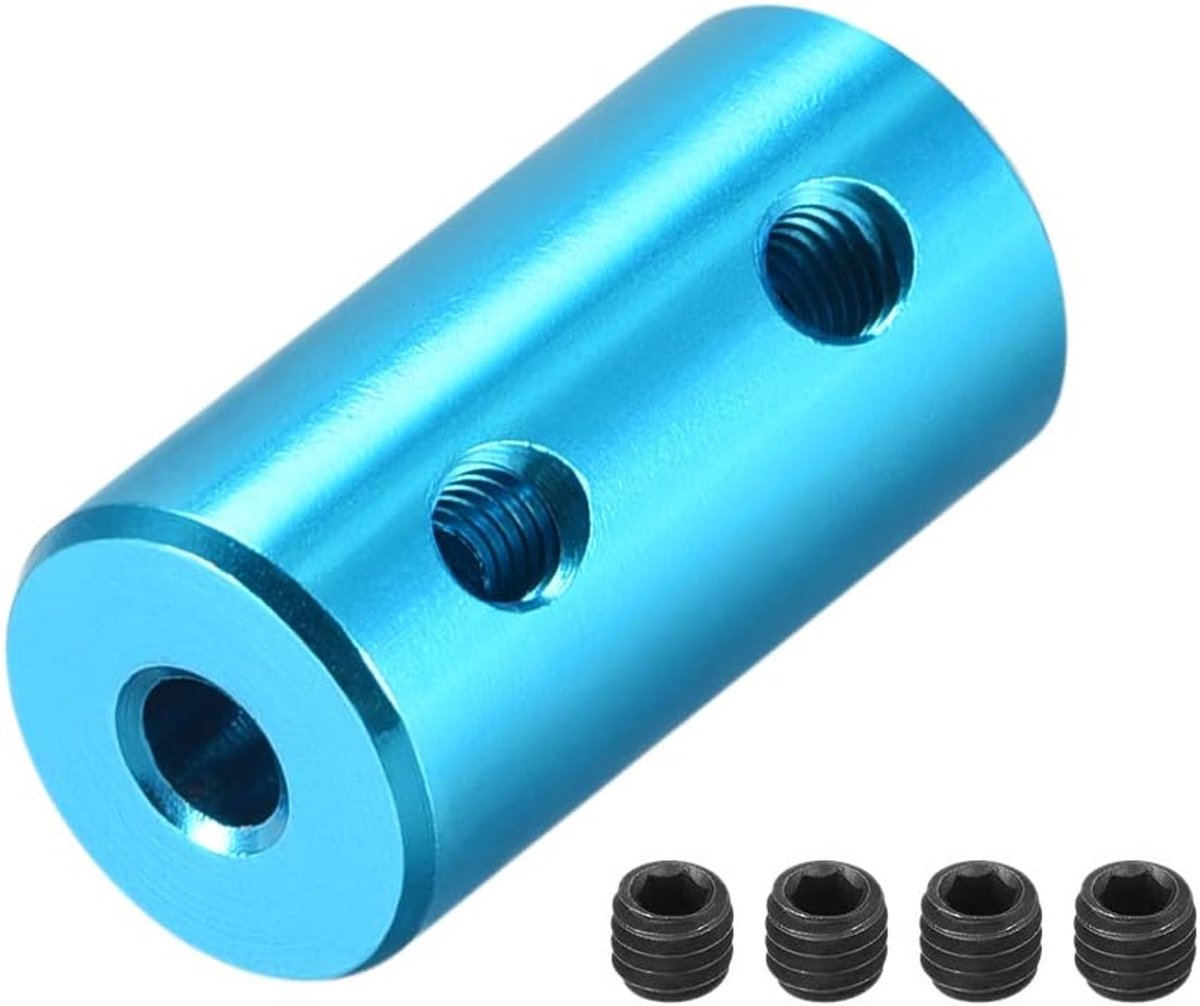 sourcing map 3,17 mm tot 3,17 mm boring, koppeling, motoras, stijf, koppeling, schroevenset, L20 x D10, aluminiumlegering, koppeling, accessoires, helder, blauw