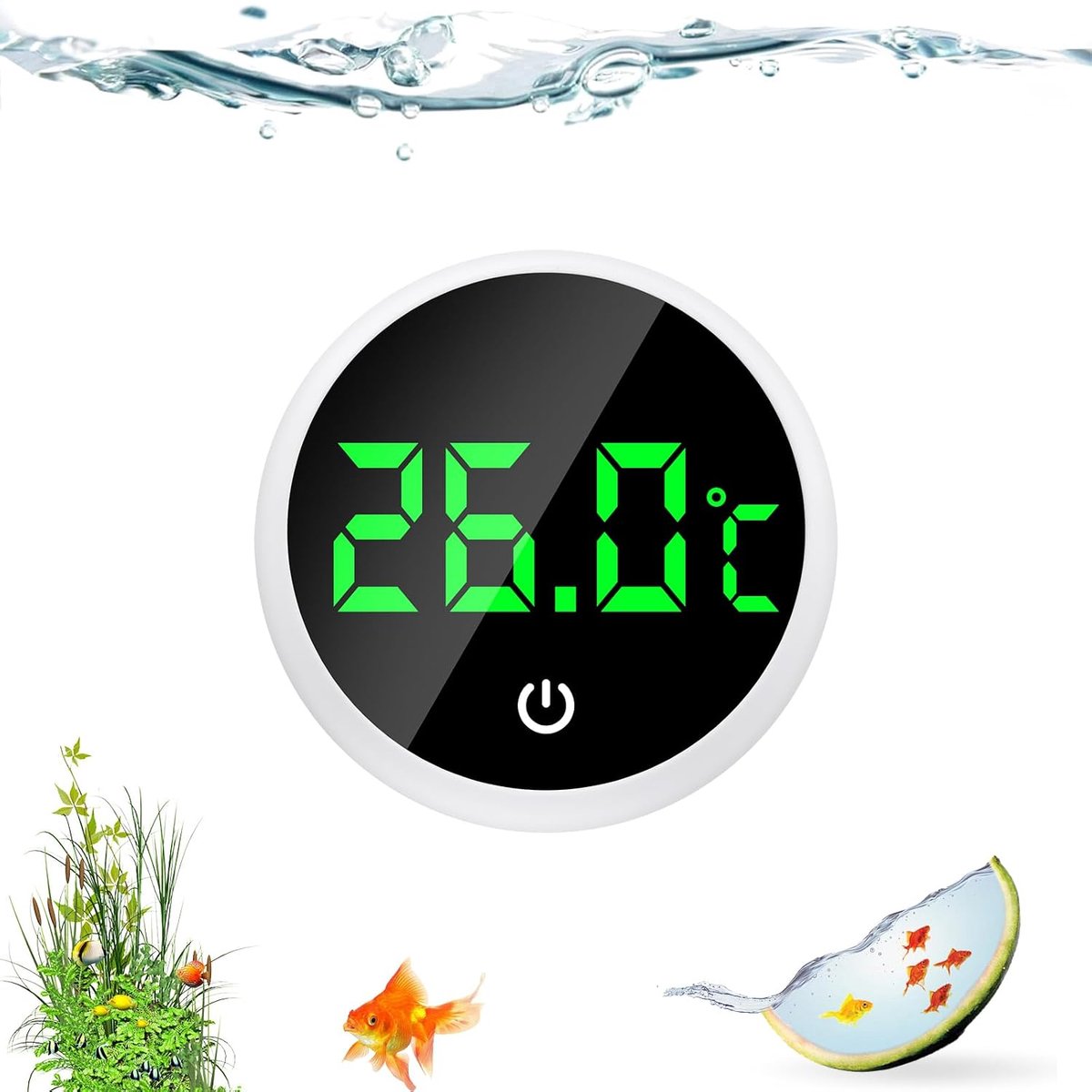 Digitale mini-thermometer voor aquarium, met temperatuurstickers, led-display, nauwkeurige temperatuursensor, geschikt voor zoetzeeaquaria, rond