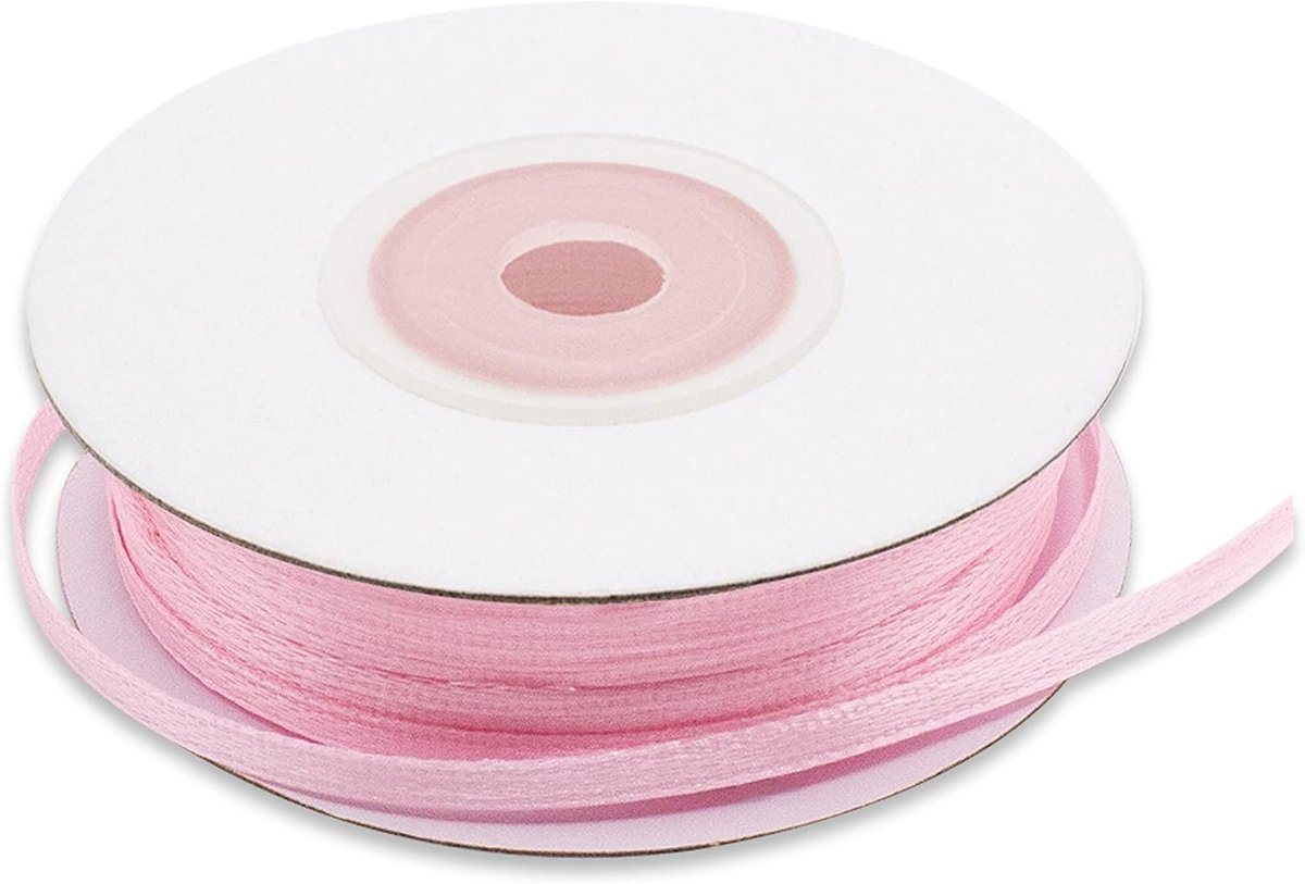 dubbel satijnen lint, 3 mm, gesatineerde spoel, voor gastgeschenken, bruiloft, doop, communie, vormsel, Kerstmis, 50 m rol