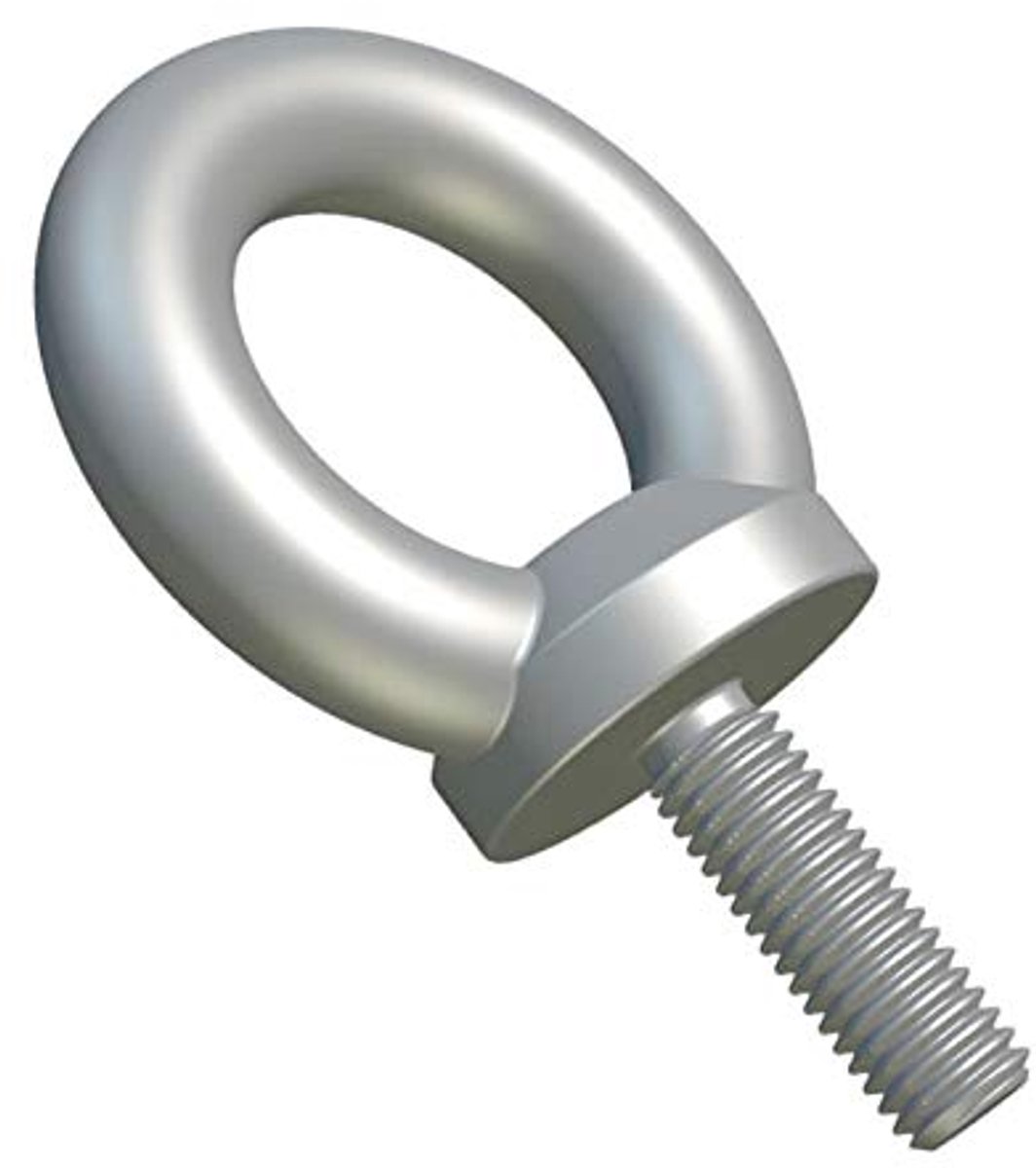 hijsringoogbout, bevestigingsmiddelen, hijsbout met buitendraad, gegalvaniseerde verzinkte stalen ringbout, anker-oogbout met geluste kop voor 10 mm moer/sluitring DIN 580 (pak van 2)