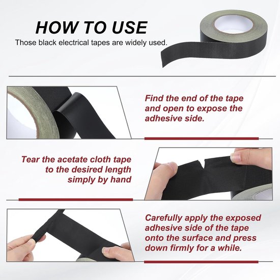 Acetaatweefseltape, 30 mm x 30 meter, zwart, isolatieweefsel, plakband voor laptop, elektrisch, auto, gitaarreparatie, kabelboom — afbeelding 3
