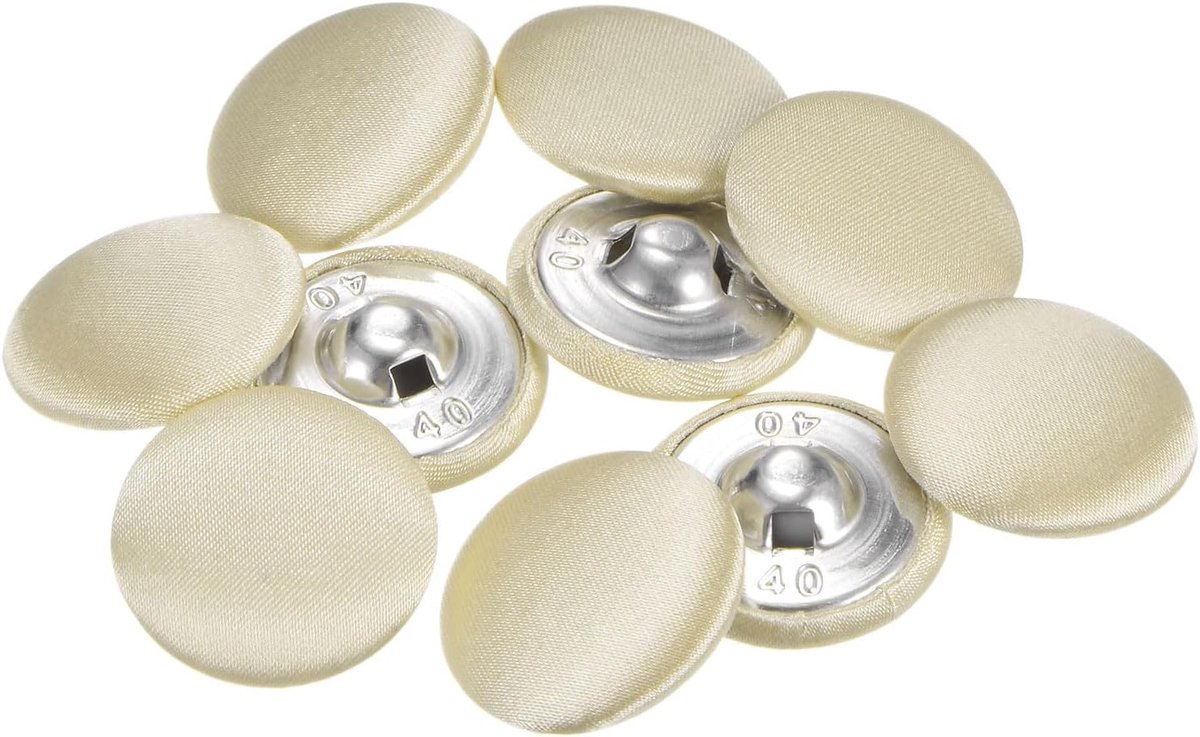 Knopen met stoffen coating, 25 mm ronde metalen poten voor kleding, blouses, truien, champagne