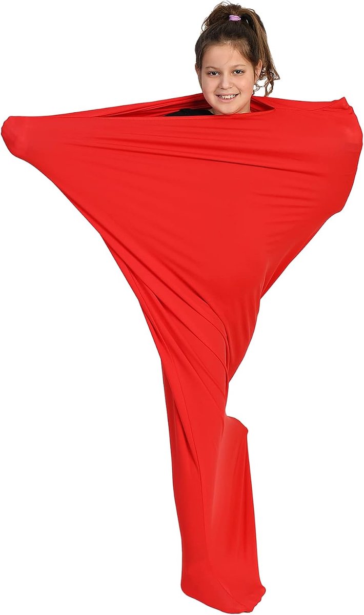 Lichaamssok Full Body Sock Voor Kinderen En Volwassenen Stress Verlichten ADHD Autisme Ademende Stof Maat L Max. 155 cm Rood